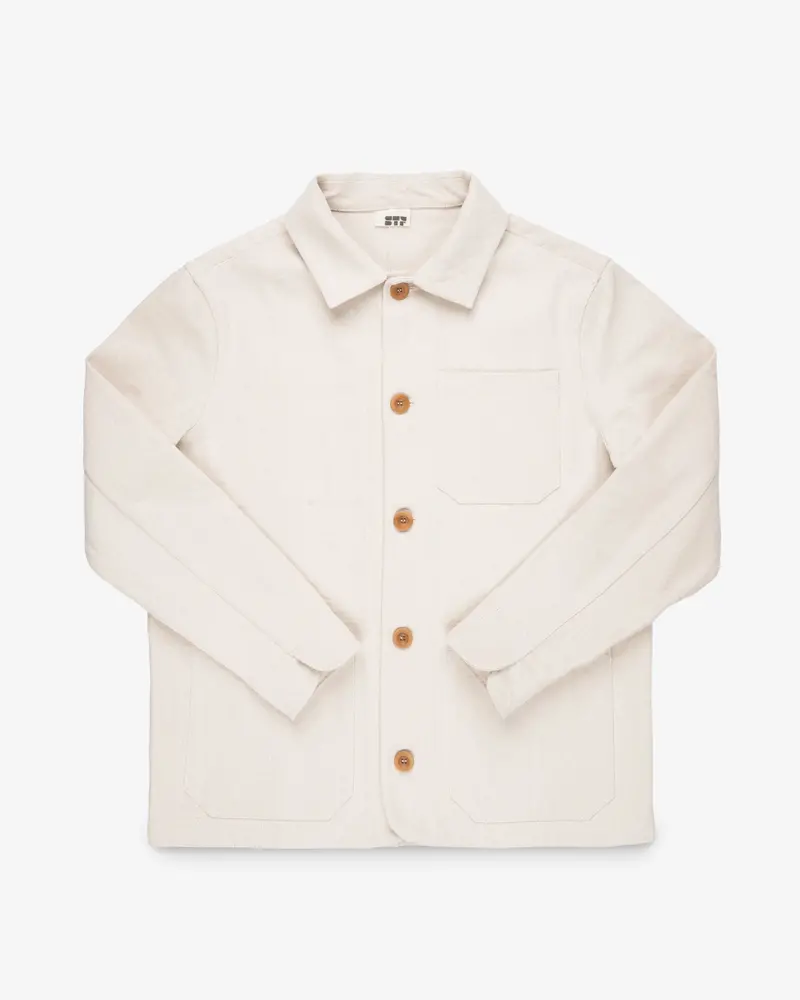 Stf 11.5Oz Undyed Bull Denim Chore Jacket - Ecru 1