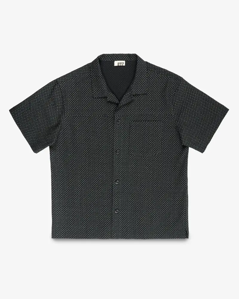 Stf 3Oz Japanese Seersucker Short Sleeve Shirt - Black 1