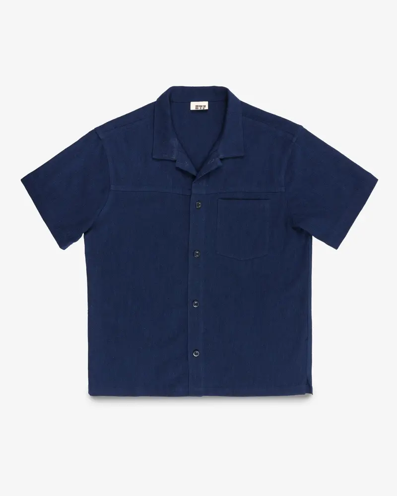 Stf Japanese 8.5Oz Slub Cotton Short Sleeve Shirt - Indigo 1
