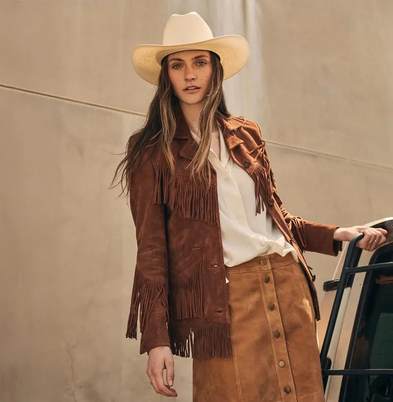 Suede Fringed Women's Jacket By Stetson 1