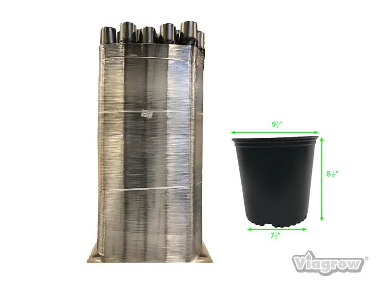 The Harvest Company Viagrow 2 Gal. 9.5 In. L X 7.5 In. W X 8.125 In. H Black Indoor/Outdoor Plastic Nursery Pot 6,440-Pallet (Vhpp200-Pt) 1