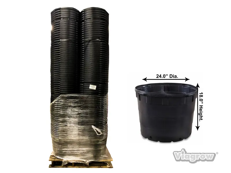 The Harvest Company Viagrow 25 Gal. 24 In. L X 18 In. W Black Indoor/Outdoor Plastic Nursery Pot 300-Pallet (Vhpp2500-Pt) 1