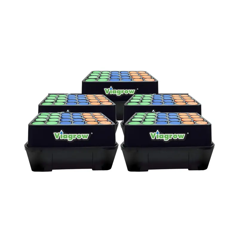 The Harvest Company Viagrow Clone Machine 24-Site Black Plastic Round Indoor/Outdoor Aeroponic Hydroponic System With Lid And Collar Inserts 5-Case 1