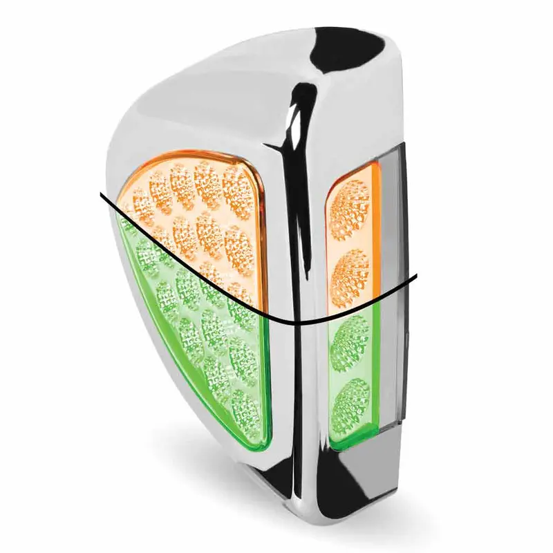 Tled-Pshxg Peterbilt Side Headlight Triangle Dual Revolution Amber/Green Led (24 Diodes) 1