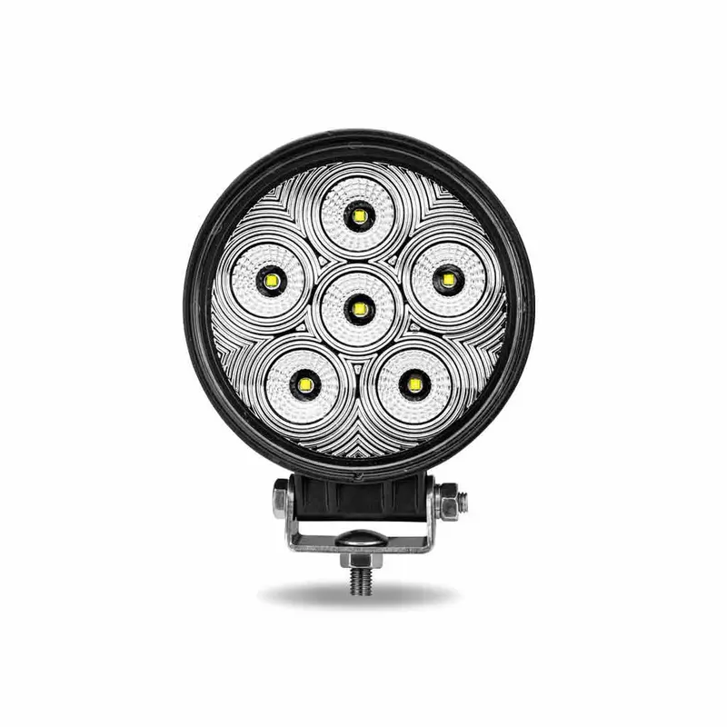 Tled-U28 Universal White Round Work Light With Flood Beam - Clear Lens - Black Housing (6 Diodes) - 2400 Lumens 1