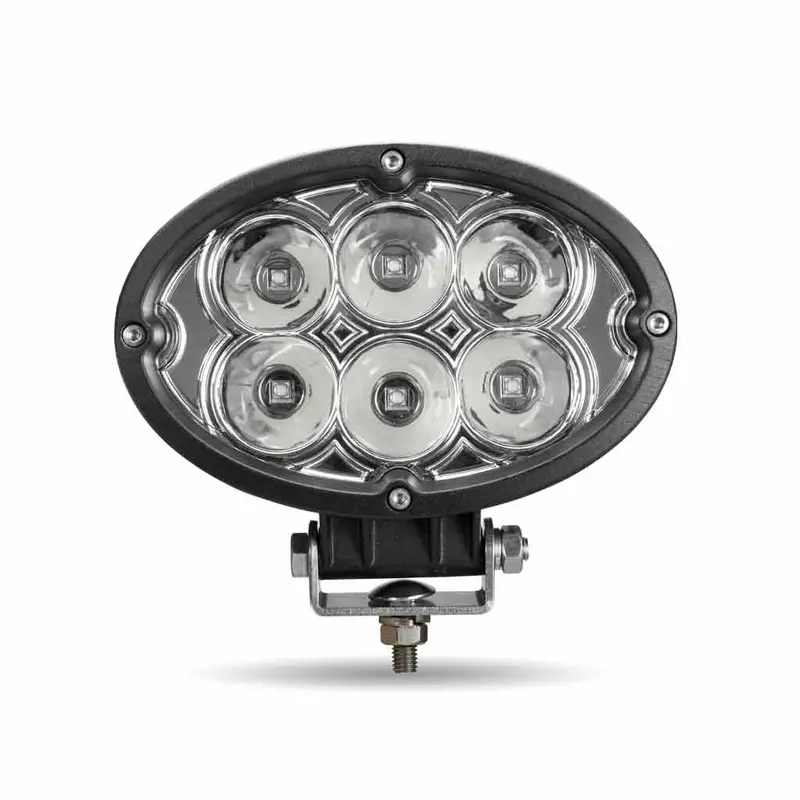 Tled-U9 Universal White Cree Oval Work Light - Clear Lens - Black Housing (6 Diodes) - 5400 Lumens 1