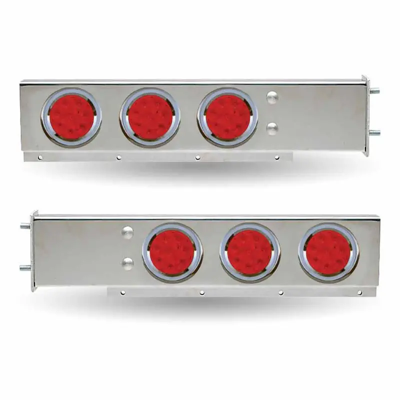 Tu-9209L1 30″ Led Mud Flap Hangers – 3 3/4″ Bolt Spacing | 4″ Leds (Red Lens) | Stainless Steel 1