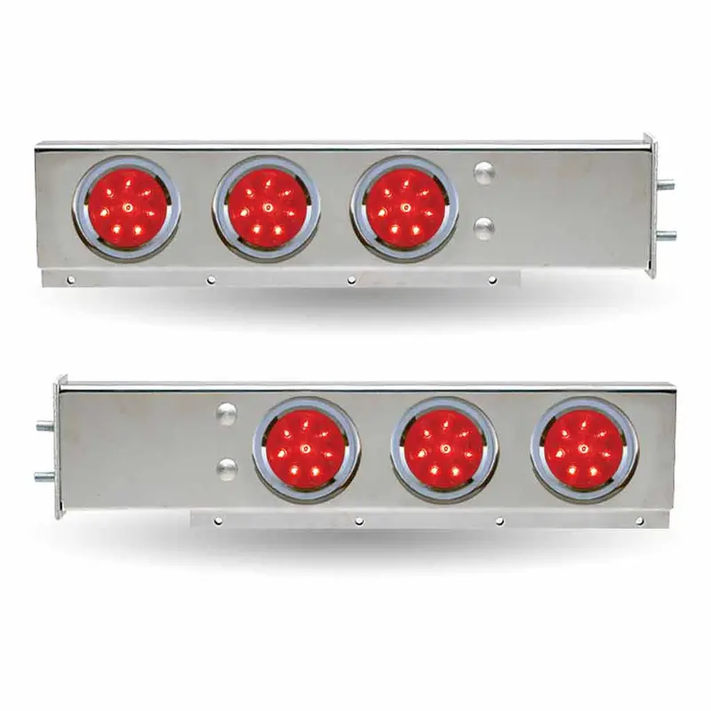 Tu-9210L1 30″ Led Mud Flap Hangers – 2 1/2″ Bolt Spacing | 4″ Leds (Red Lens) | Stainless Steel 1
