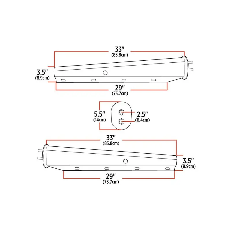 Tu-9259 33″ Mud Flap Hangers – 2 1/2″ Bolt Spacing | Chrome Steel 1