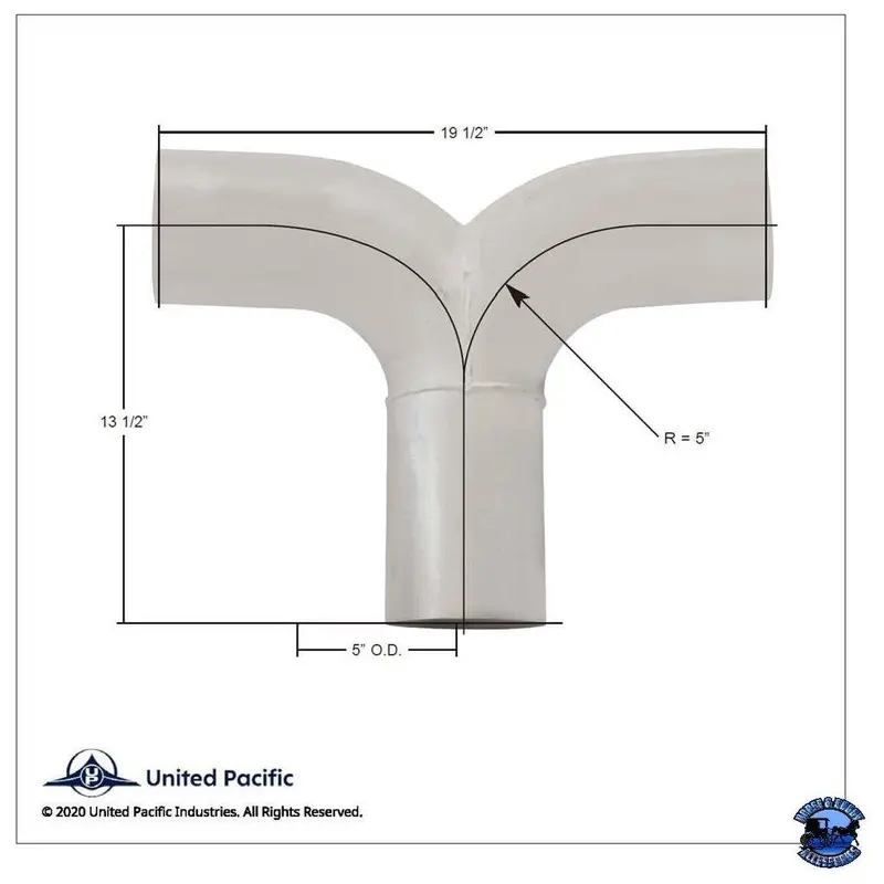 United Pacific Exhaust Y-Divider For Kenworth Aerocab K180-18613 Part No. 6472 1
