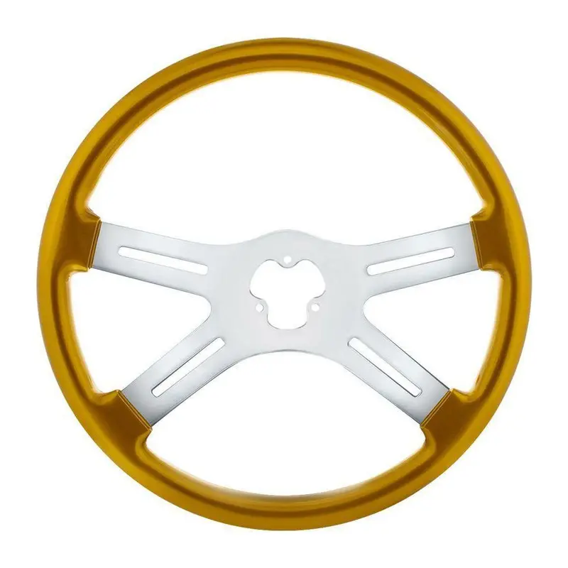 Universal 18" Vibrant Color 4 Spoke Truck Steering Wheel Electric Yellow Up-88282 1