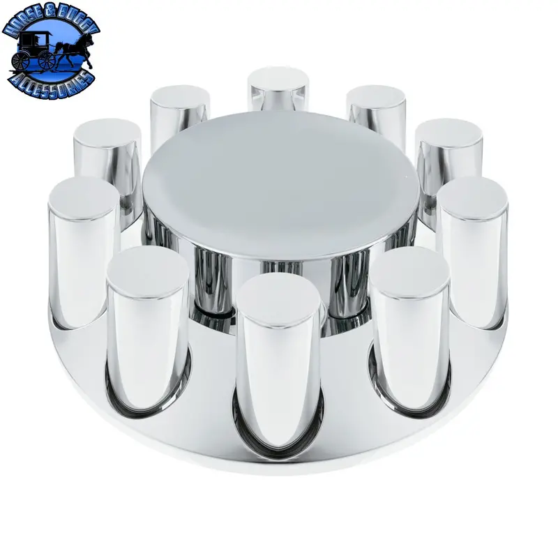 Up-10376 Chrome Plastic Flat Top Front Axle Cover With 33Mm Standard Thread-On Tall Cylinder Nut Covers 1