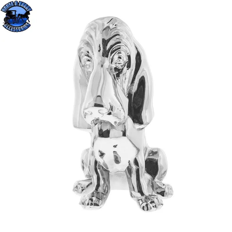 Up-72003 Die-Cast Bassett Hound Hood Ornament - Chrome 1