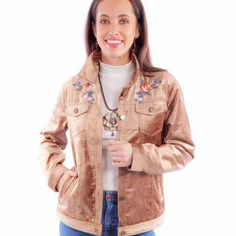 Velvet Jacket With Embroidery In Tan At Bourbon Cowgirl 1