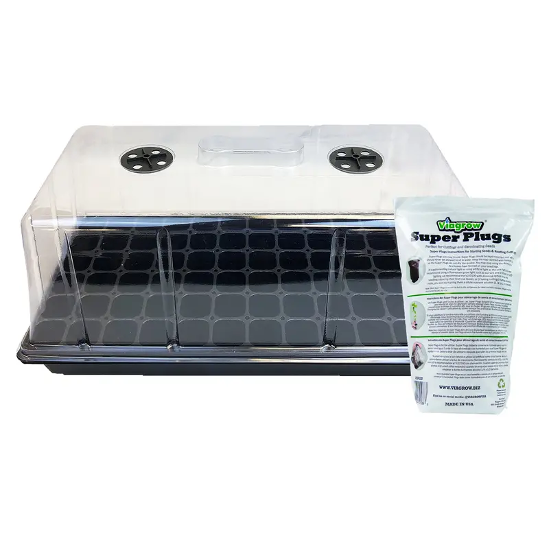 Viagrow Extra-Strength 10 In. X 20 In. Seed Starter Propagation Kit With 7 In. Tall Dome, , 72-Cell Insert And Standard Flat Tray, And Seed Starter Plugs (Packs) 1