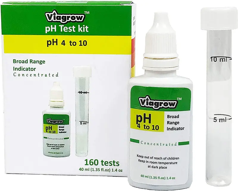 Viagrow Ph Kit 1.4 Oz. Organic Nutrient Solution Tester Concentrate Application With Dropper And Testing Vial 1