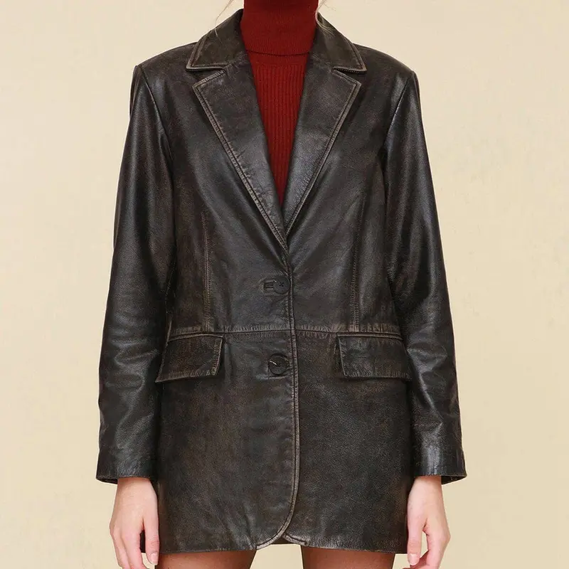 Vintage Wash Leather Blazer 1