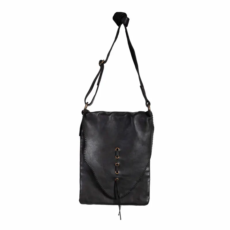 Whipstitch Black Leather Handbag Purse At Bourbon Cowgirl 1