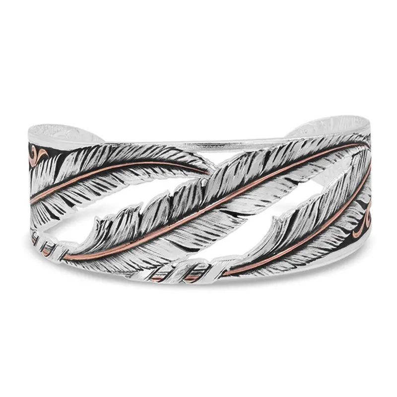 Wind Dancer Pierced Feather Cuff Bracelet - Montana Silversmiths 1