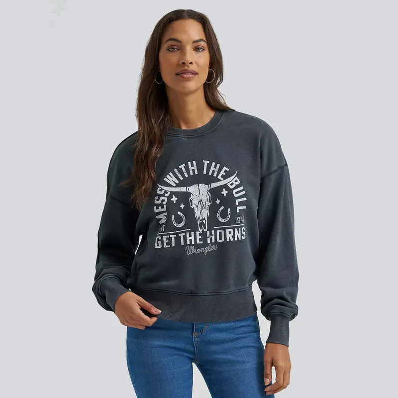 Wrangler Retro Crew Fleece Cropped Sweatshirt At Bourbon Cowgirl 1