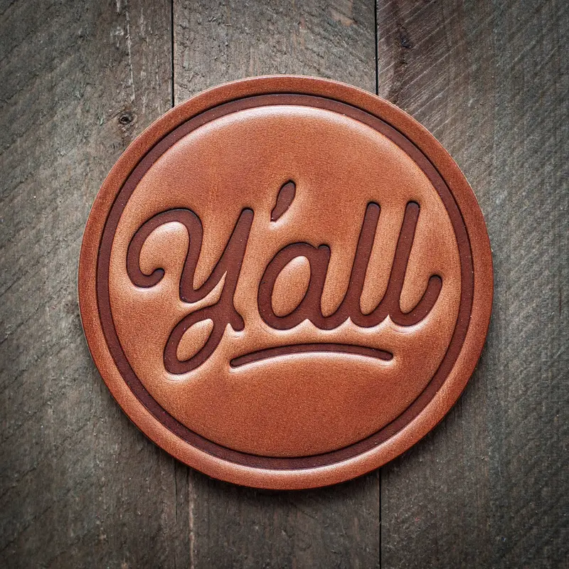 Y'all Leather Coaster 1