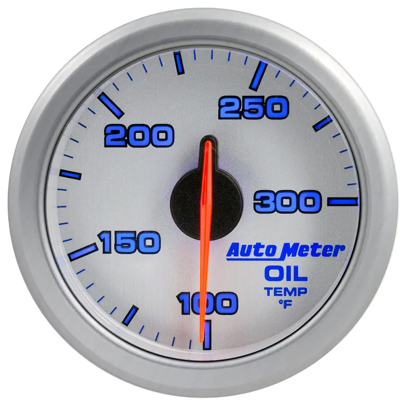 Autometer Airdrive Oil Temperature Gauge – 2-1/16 Inch, 100–300°F, Silver Housing 1