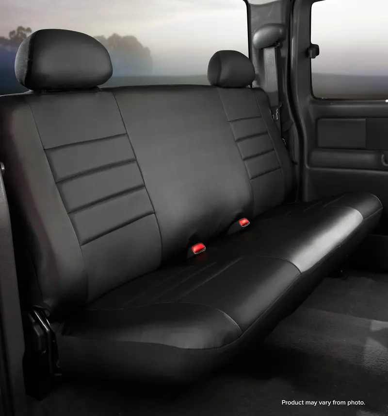 Fia Sl62-71 Leatherlite Custom Bench Seat Cover In Solid Black Leatherette 1