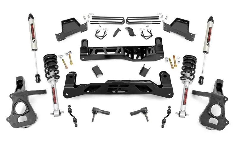 Rough Country 23771 7-Inch Lift Kit – Includes Lifted Struts & V2 Shocks For 2014–2018 Chevy Silverado/Sierra 1500 2Wd 1