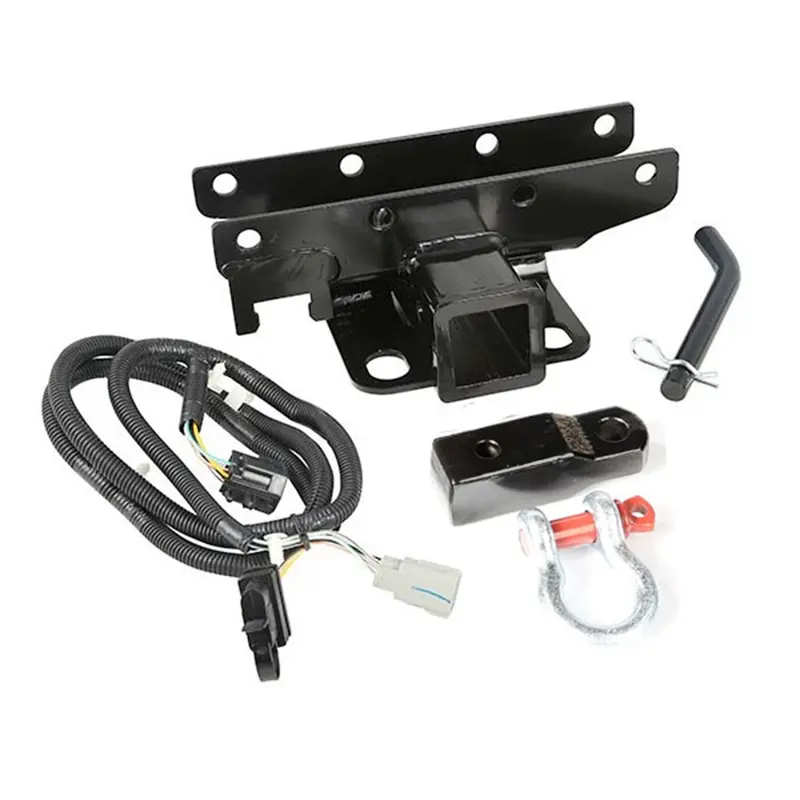 Rugged Ridge Rear Trailer Hitch Kit With D-Shackle, Wiring Harness, And Plug 1