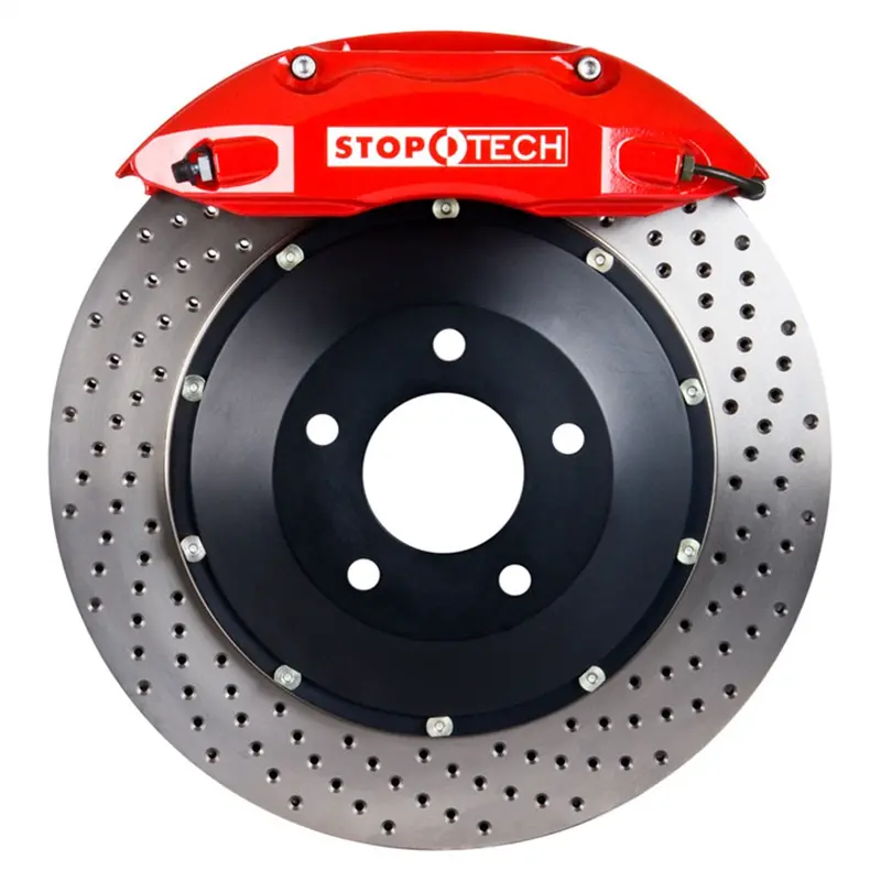 Stoptech 83.657.4700.72 Front Big Brake Kit With Red Calipers And Slotted Two-Piece Rotors 1
