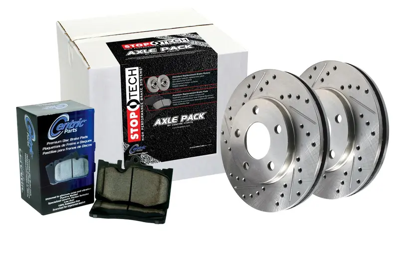Stoptech Sport Axle Pack – 4-Wheel Slotted Rotor Kit With Stainless Brake Lines 1