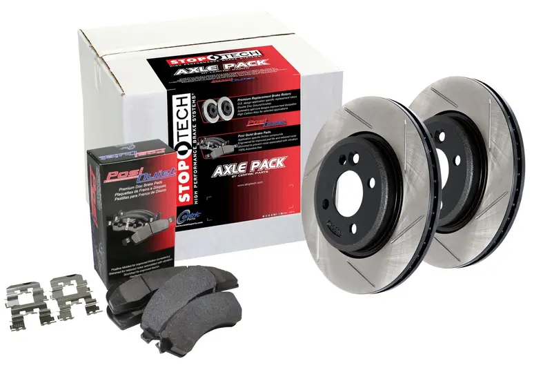 Stoptech Street Rear Brake Kit – Slotted Rotors And Premium Friction Pads 1